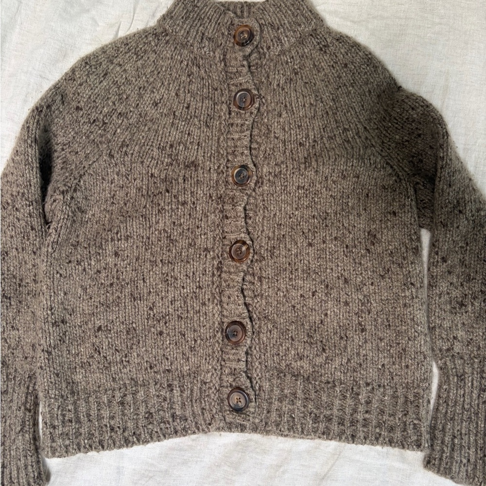 Elie Tahari Cashmere and Wool Speckled Brown Cardigan